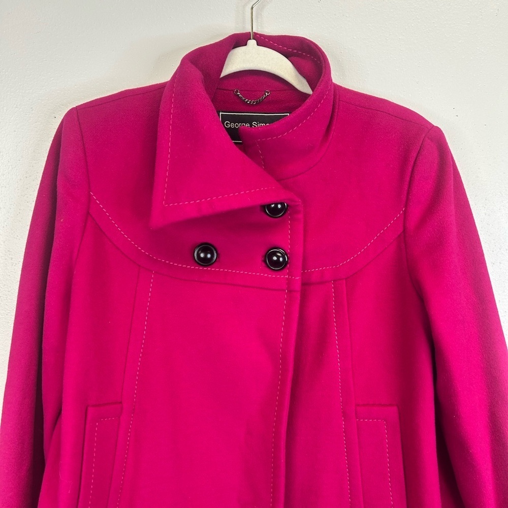 Fushia Parka Coat Fine Australian Lambswool Size 8 Fall Winter Outdoors Retro - Picture 12 of 16